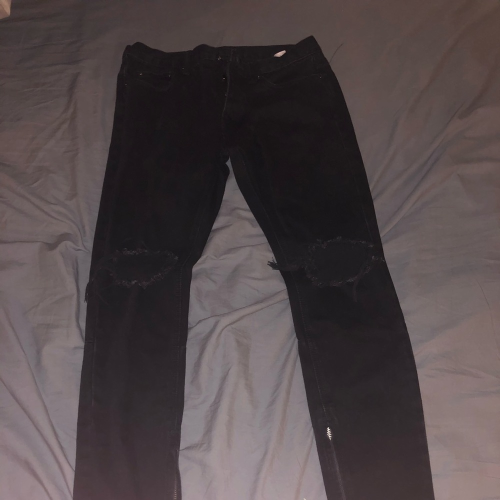Mnml black distressed denim , high quality